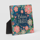 奇跡信じのフローラブルーとピンク フォトプラーク (正面)