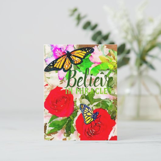 奇跡信じの水の色の(昆虫)オオカバマダラ、モナーク蝶で ポストカード (スタンド正面)