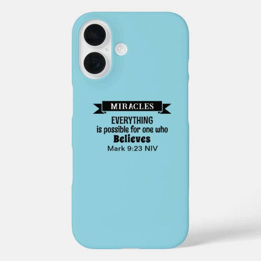 奇跡信じの聖句ライトブルー Case-Mate iPhoneケース (裏面)
