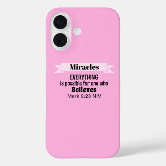 奇跡信じの聖書聖句でピンク・クリスチャン Case-Mate iPhoneケース (裏面)