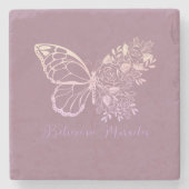 奇跡信じの蝶の大理石コースター ストーンコースター (正面)