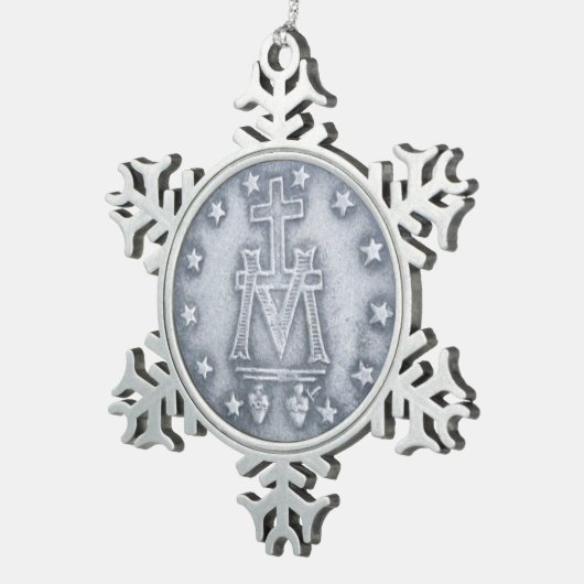 奇跡的なメダルを獲得する スノーフレークピューターオーナメント (右)