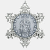 奇跡的なメダルを獲得する スノーフレークピューターオーナメント (正面)