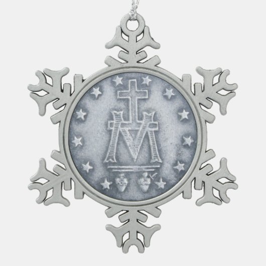 奇跡的なメダルを獲得する スノーフレークピューターオーナメント (正面)