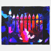 奇跡的な（ユダヤ教）メノラー大 フリースブランケット (正面(横))