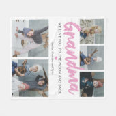 奈々おばあちゃん5フォトコラージュ フリースブランケット (正面(横))