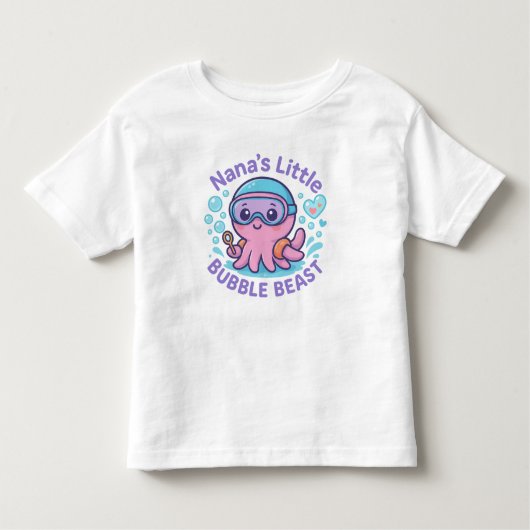 奈々の小さなバブル獣かわいいタコ トドラーTシャツ (正面)