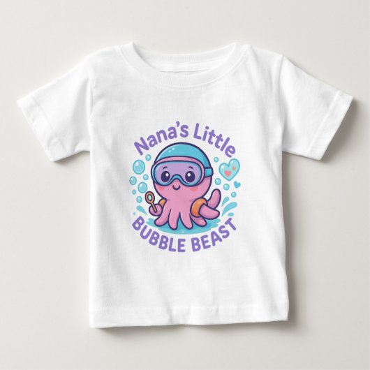 奈々の小さなバブル獣かわいいタコ ベビーTシャツ (正面)