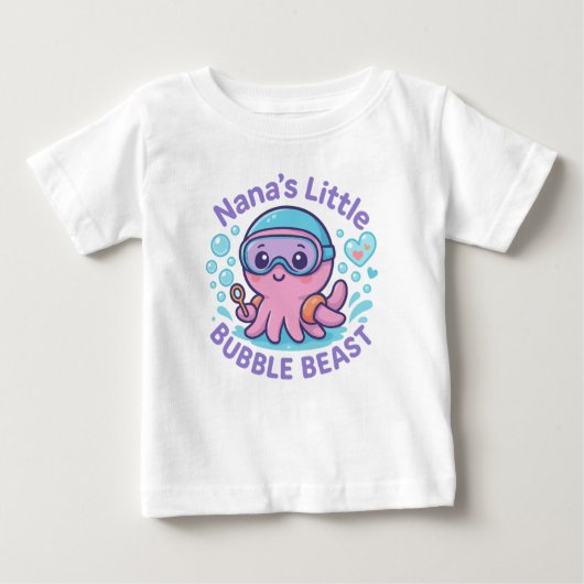 奈々の小さなバブル獣かわいいタコ ベビーTシャツ (正面)