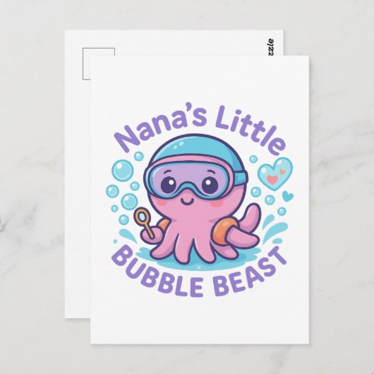 奈々の小さなバブル獣かわいいタコ ポストカード (正面/裏面)