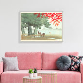 奈良公園の鹿、奈良公園の鹿、河瀬蓮井、ウッドカット キャンバスプリント (インサイチュ (リビング))