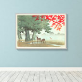 奈良公園の鹿、奈良公園の鹿、河瀬蓮井、ウッドカット キャンバスプリント (インサイチュ (ウッドフロア))