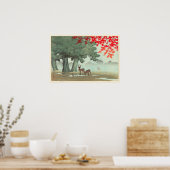 奈良公園の鹿, Deer of Nara Park, Hasui Kawase, Woodcut ポスター (キッチン)