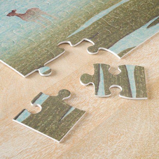 奈良公園蓮居川瀬新版画風景画の鹿 ジグソーパズル (側面)