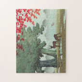 奈良公園蓮居川瀬新版画風景画の鹿 ジグソーパズル (縦)