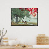 奈良公園蓮居川瀬新版画風景画 ポスター (キッチン)