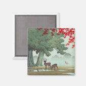 奈良公園蓮居川瀬新版画風景画 マグネット (正面/裏面)