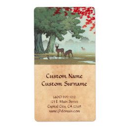 奈良公園蓮居川瀬新版画風景画 ラベル