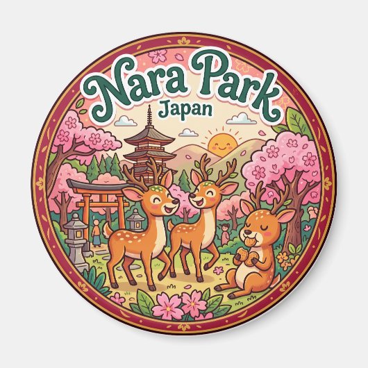 奈良公園 日本 マグネット (正面)