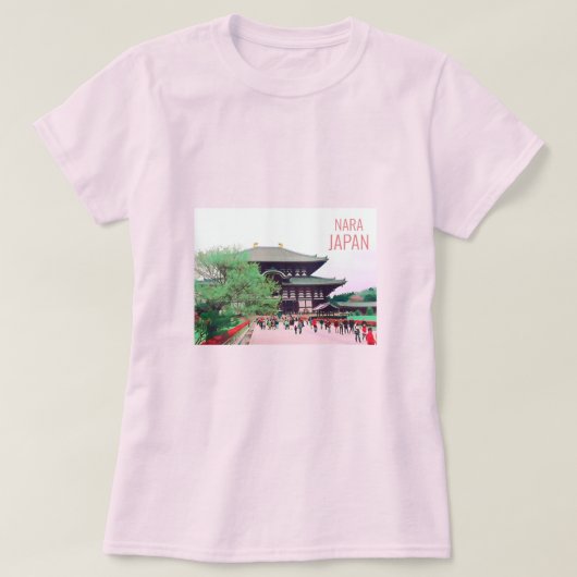 奈良日本の有名な神殿の旅行 Tシャツ (デザイン正面)