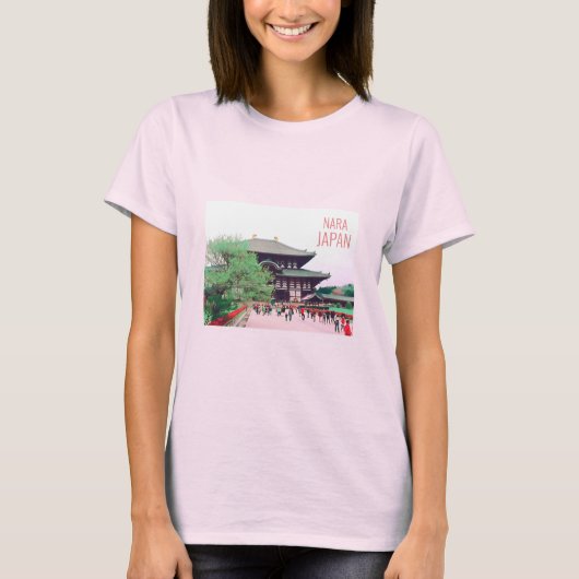奈良日本の有名な神殿の旅行 Tシャツ (正面)