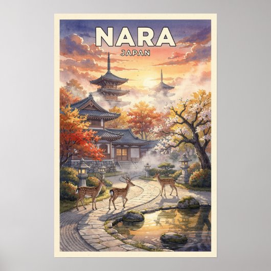 奈良日本ヴィンテージ旅行 ポスター (正面)