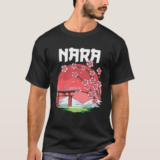 奈良旭日記桜日本 Tシャツ (正面)