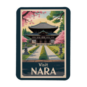 奈良 日本 イラスト 旅行 アート ヴィンテージ マグネット