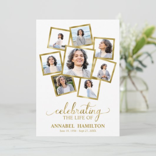 奉仕用フォトコラージュ記念葬式カード 招待状 (スタンド正面)