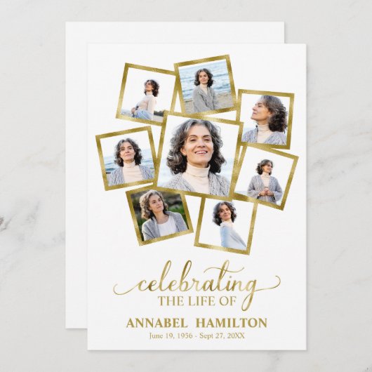 奉仕用フォトコラージュ記念葬式カード 招待状 (正面/裏面)