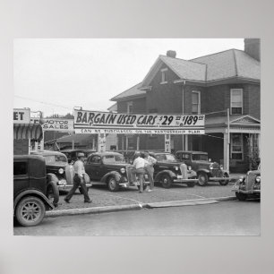 契約の中古車1938年。 ヴィンテージの写真 ポスター
