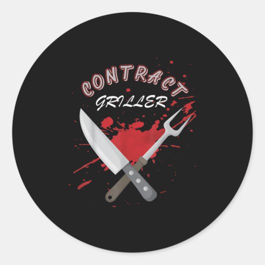 契約グリルバおもしろいーベキューBbqシャツPu ラウンドシール (正面)