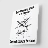 契約清掃サービス スクエア壁時計 (傾斜)