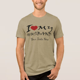 奥さん大好きです 赤いハートのシンボル付き トライブレンドTシャツ