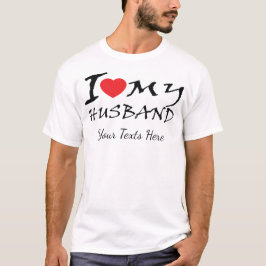 奥さん大好きです 赤いハートのシンボル付き Tシャツ
