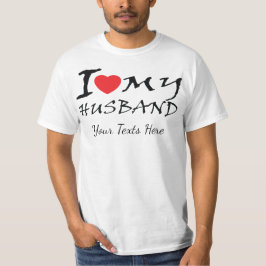奥さん大好きです 赤いハートのシンボル付き Tシャツ