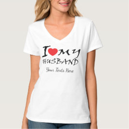 奥さん大好きです 赤いハートのシンボル付き Tシャツ
