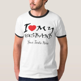 奥さん大好きです 赤いハートのシンボル付き Tシャツ