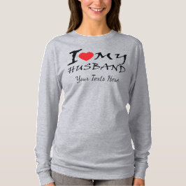 奥さん大好きです 赤いハートのシンボル付き Tシャツ