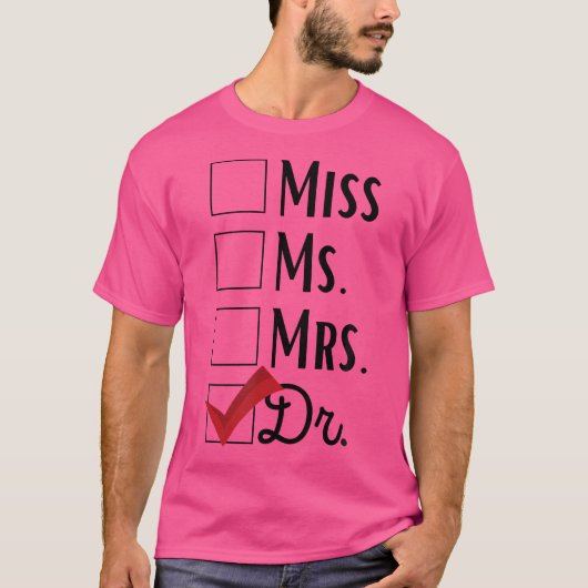 奥さん恋しく思は、卒業生の博士でおもしろいはない Tシャツ (正面)