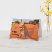 奥地の誕生日のお母さんおよびベビーのカンガルー カード (黄色い花)