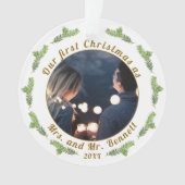 奥様&旦那様の初めてのクリスマス ウェディングフォト オーナメント (正面)