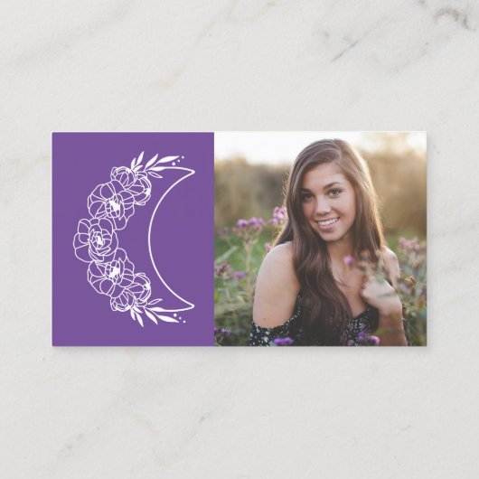 奥深い精神モダンエネルギー三日月写真 名刺 (裏面)