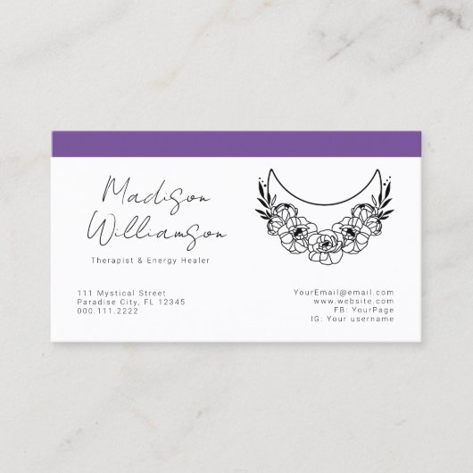 奥深い精神モダンエネルギー三日月写真 名刺 (正面)