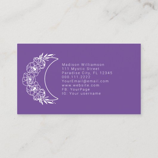 奥深い精神モダンエネルギー三日月写真 名刺 (裏面)