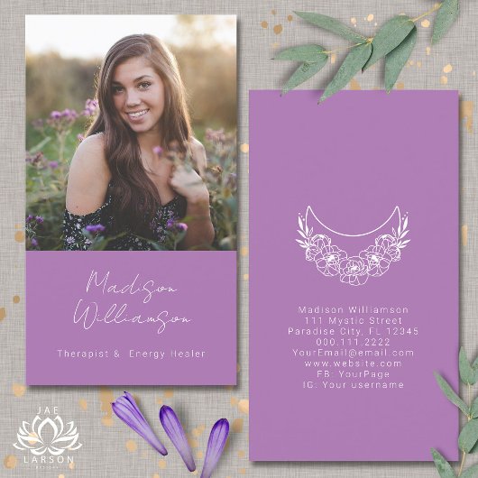 奥深い精神モダンエネルギー三日月写真 名刺