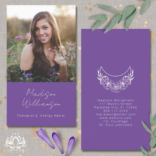 奥深い精神モダンエネルギー三日月写真 名刺