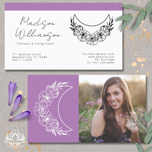 奥深い精神モダンエネルギー三日月写真 名刺