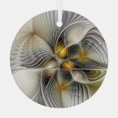 奥行きのあるアブストラクト3Dフラクタル錯視 ガラスオーナメント (裏面)