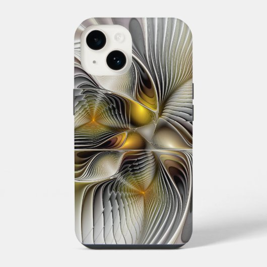 奥行きのある抽象的な3Dフラクタル錯視 iPhoneケース (裏面)